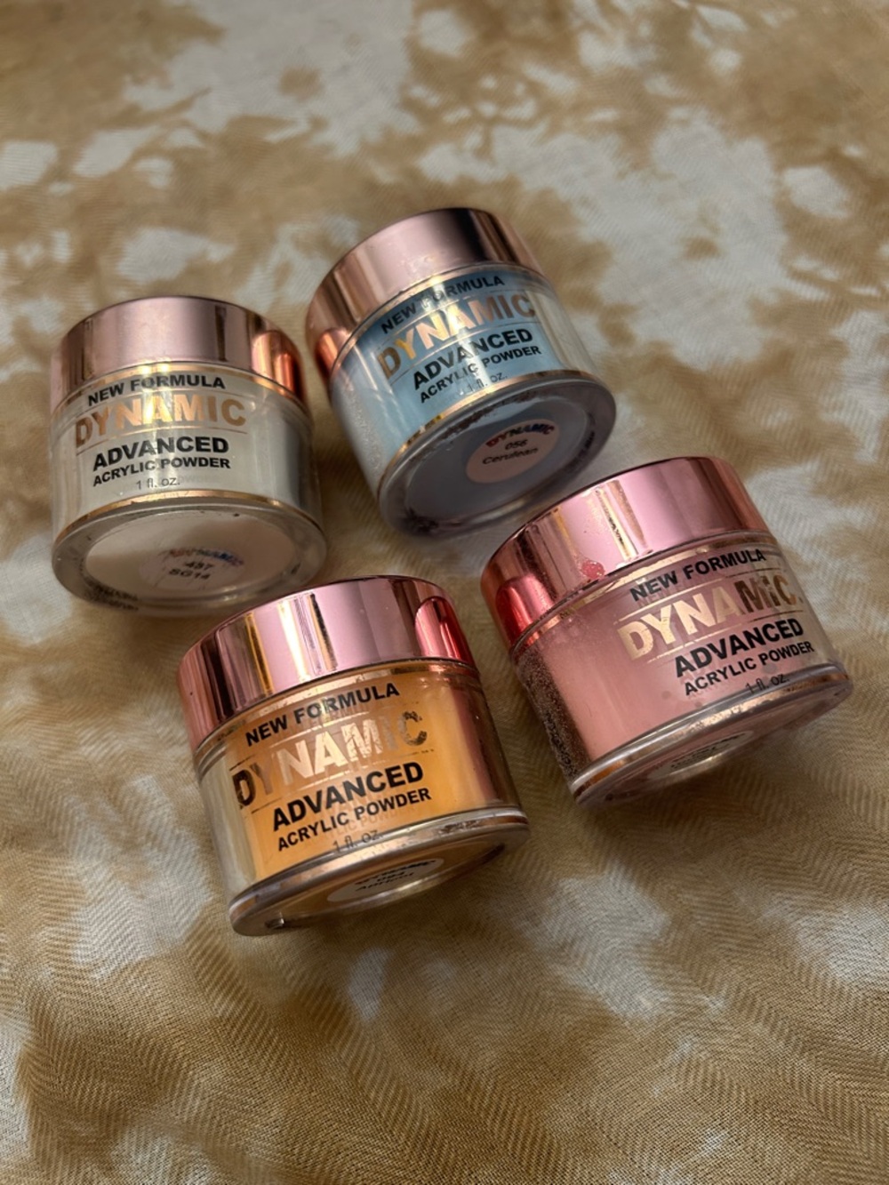 Dynamic Advanced Acrylic Powder Set - Pink, Blue, Gold, White - Dynamic